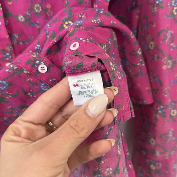 Xirena Womens Floral Cotton Silk Button Up Blouse Size Small 2425 - Picture 6 of 10